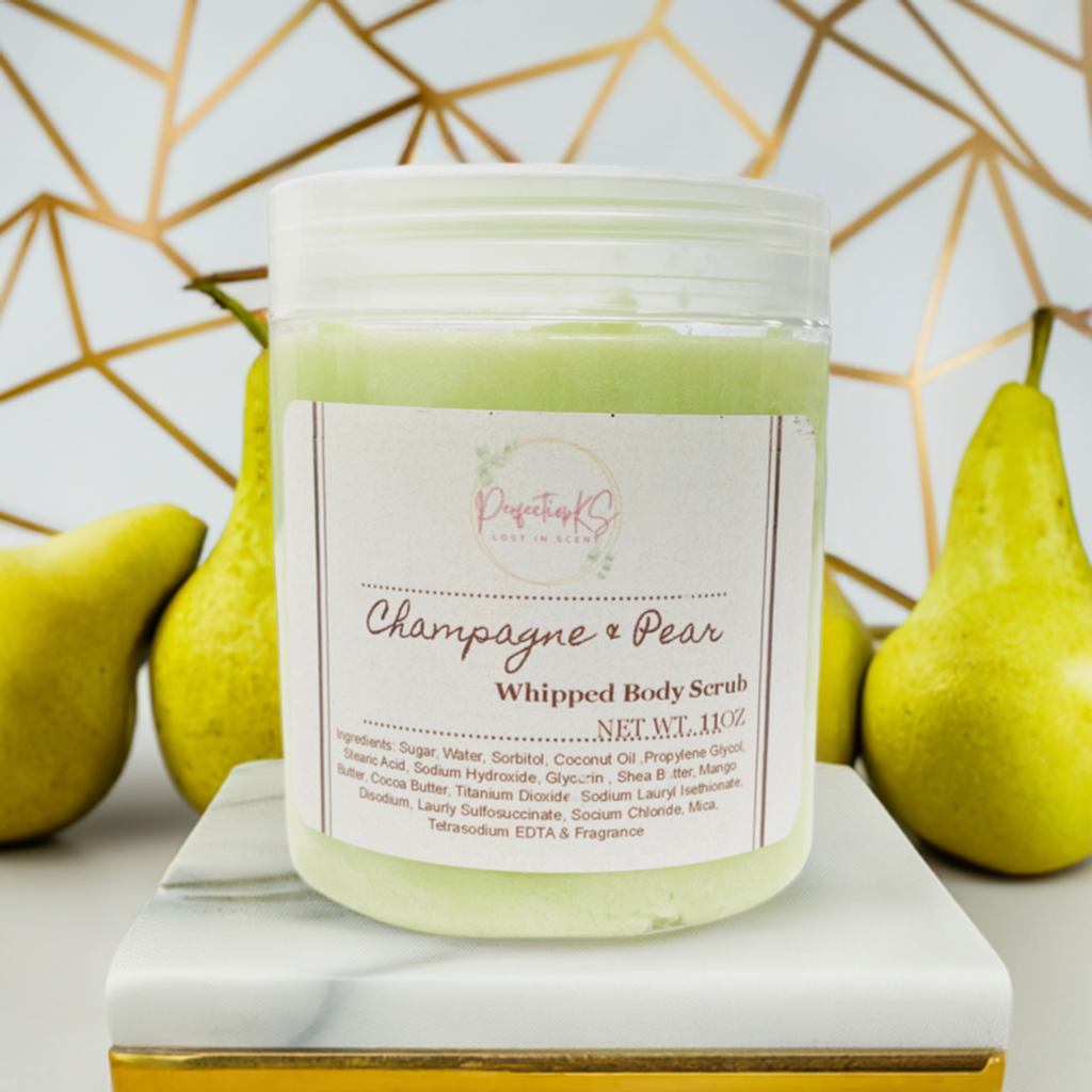 11oz plastic container of Champagne Pear sugar scrub